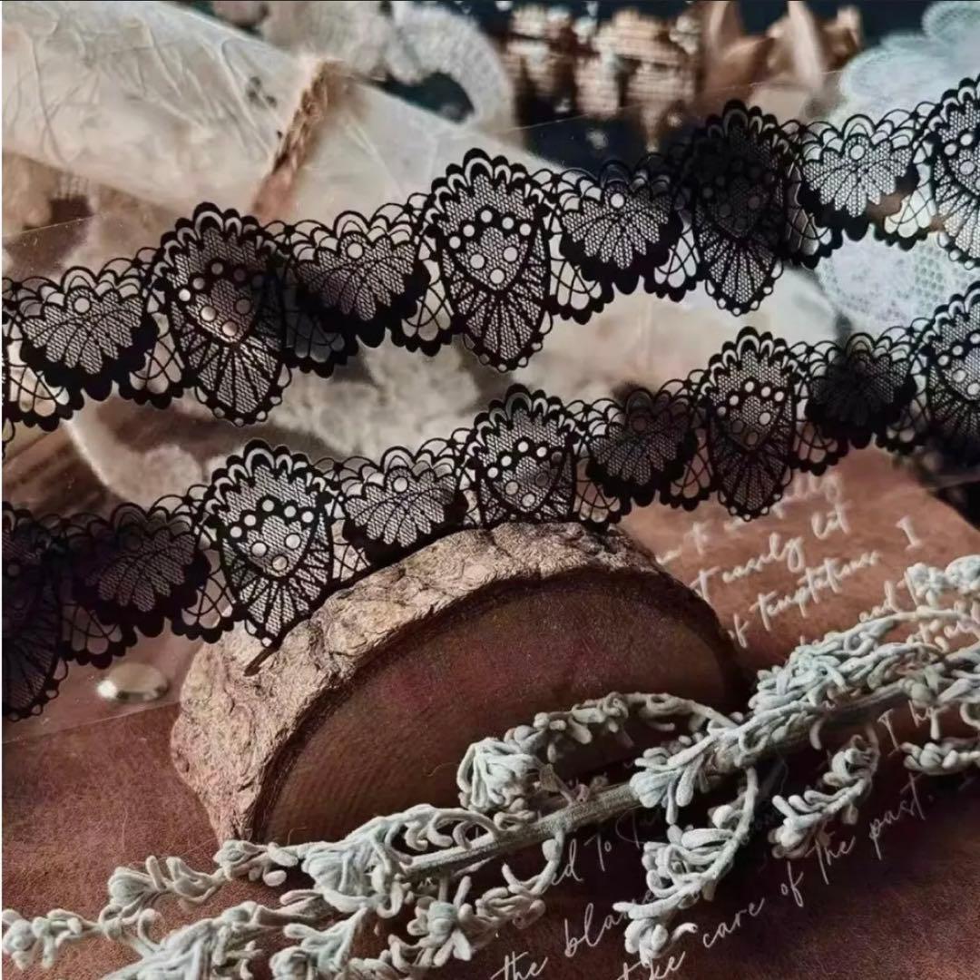 PET 黑白蕾丝背景 6cm×5m 海外マスキングテープ　海外マステ　レース