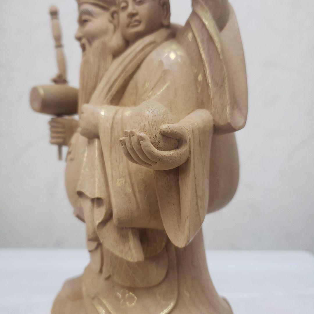 Ｂフライデー蔵出し特価仏像特上彫り香木 三面大黒天5寸立 眼入五穀豊穣 商売繁盛