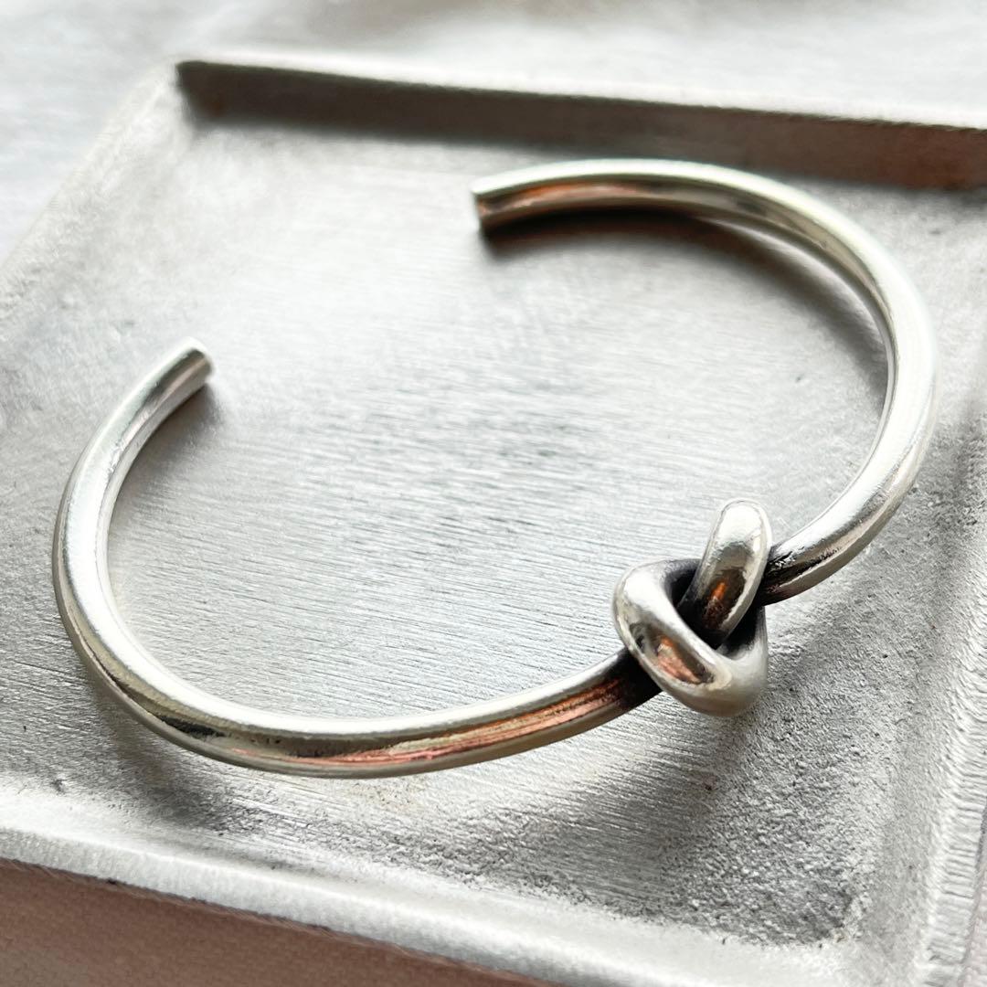 カレンシルバー バングル 結び目 太め カレン族 シルバー ブレスレット 純銀