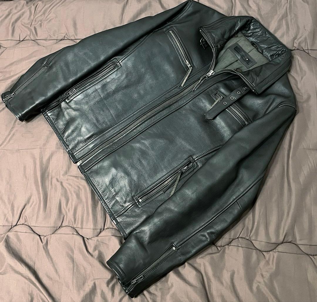 肉厚 牛革 Lugoo Leathers ブラックレーベル シングルライダース