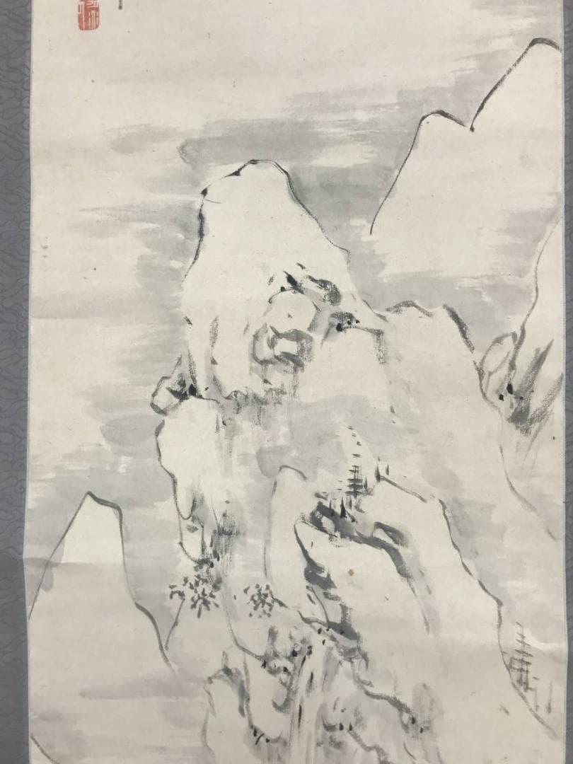 【真作】風花翁雲阿/寒光雪嶂図/山水図/雪景山水図/掛軸/名家伝来/AC-93