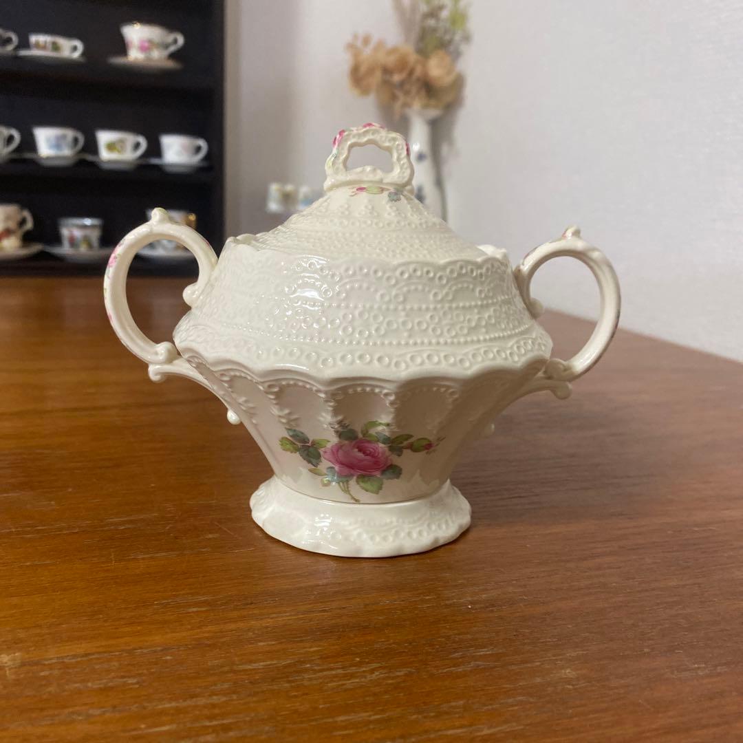 スポードジュエル　ビリングスレイローズ　蓋付きシュガーポット