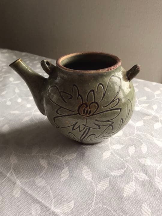 南陶窯　久場政一作　蓋、つる無し急須、茶碗　やちむん