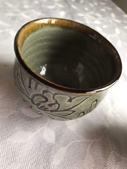 南陶窯　久場政一作　蓋、つる無し急須、茶碗　やちむん