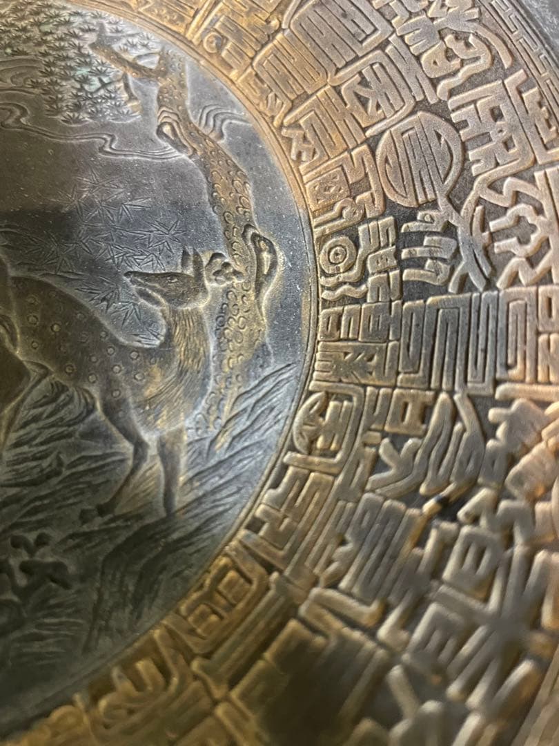 唐墨　飾り皿　中国　細密画　古い硯　書道