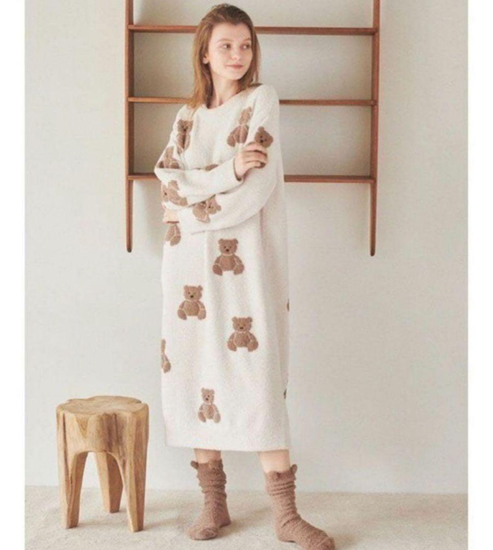 【新品未使用】 ジェラートピケ　ベアジャガードドレス　ワンピース くま　ベアー
