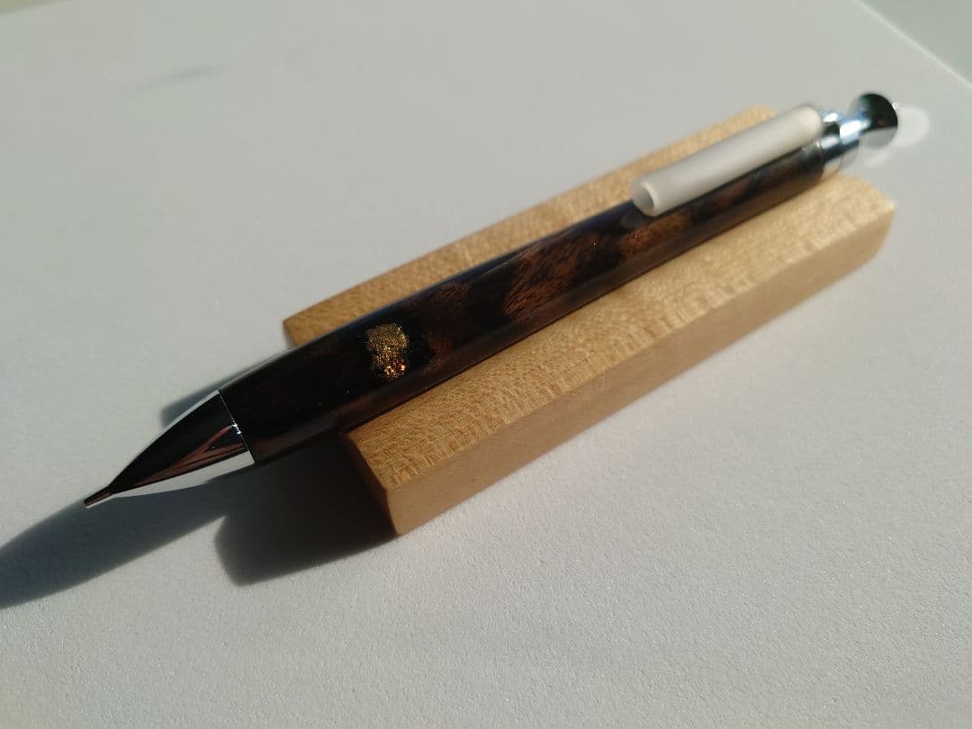 黒柿　シャープペンシル　新うるし　拭き漆　金継ぎ　補修済み