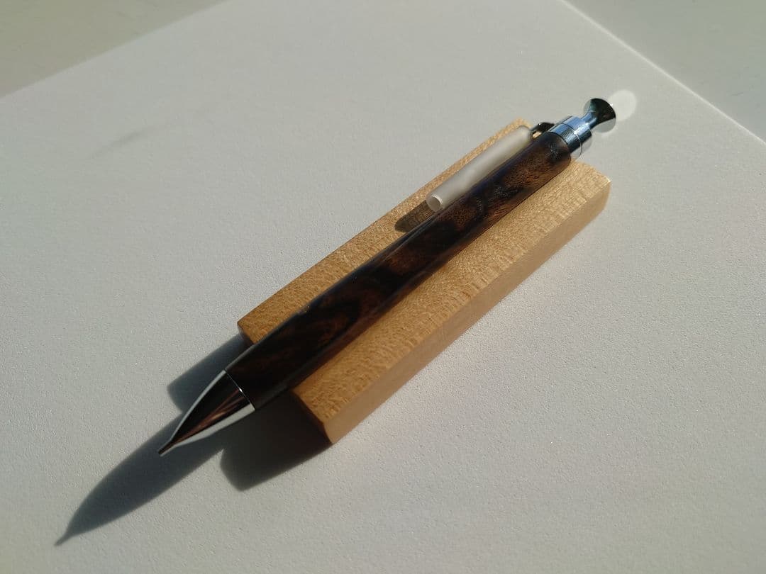 黒柿　シャープペンシル　新うるし　拭き漆　金継ぎ　補修済み