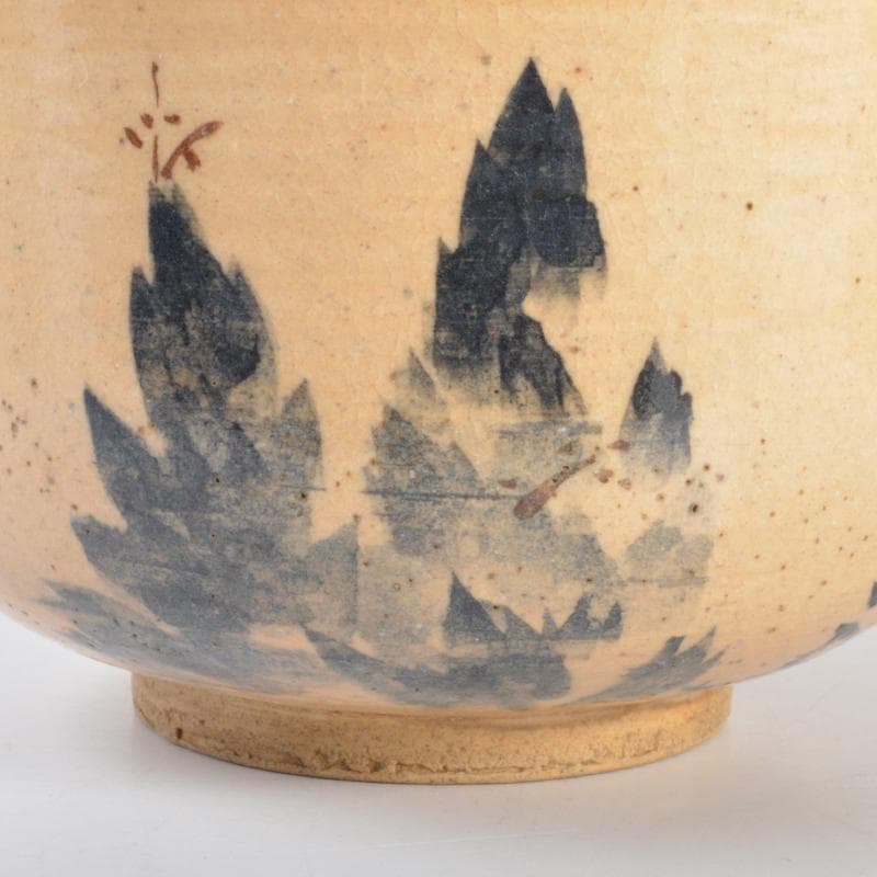 常滑焼　不識庵井上素三作　神杉文　茶碗　共箱　松尾不染斎極め箱　V　4235