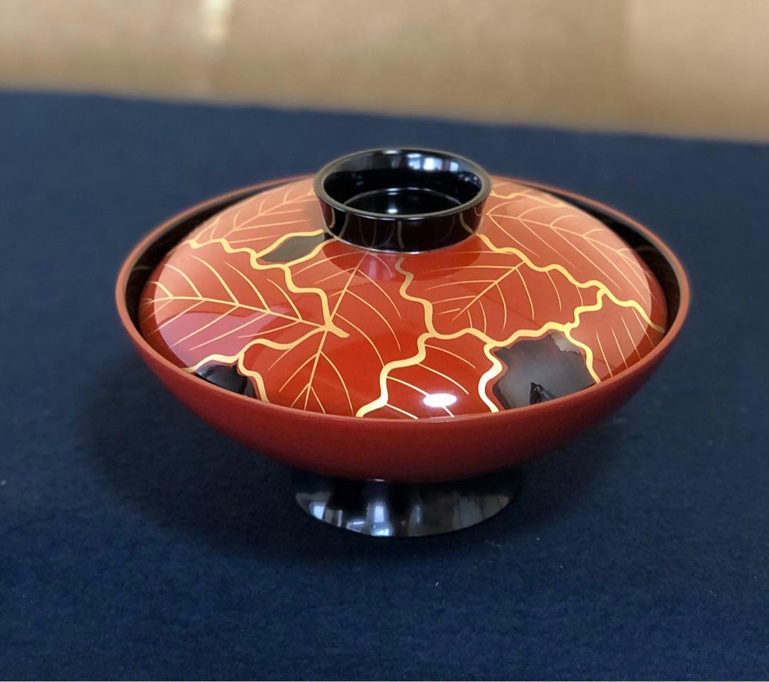 割引❗️《R》懐石 柏葉蒔絵 煮物椀5客 雑煮椀 木製漆器 250911H5