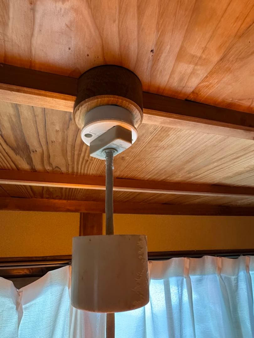 昭和レトロ　ペンダントライト　ガラス製　縞模様　岩崎電気　レトロライト