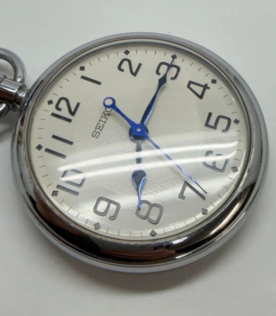 B*ン様 セイコー　懐中時計　クオーツ　廣瀬商会１００周年　鉄道時計　青針　稼働