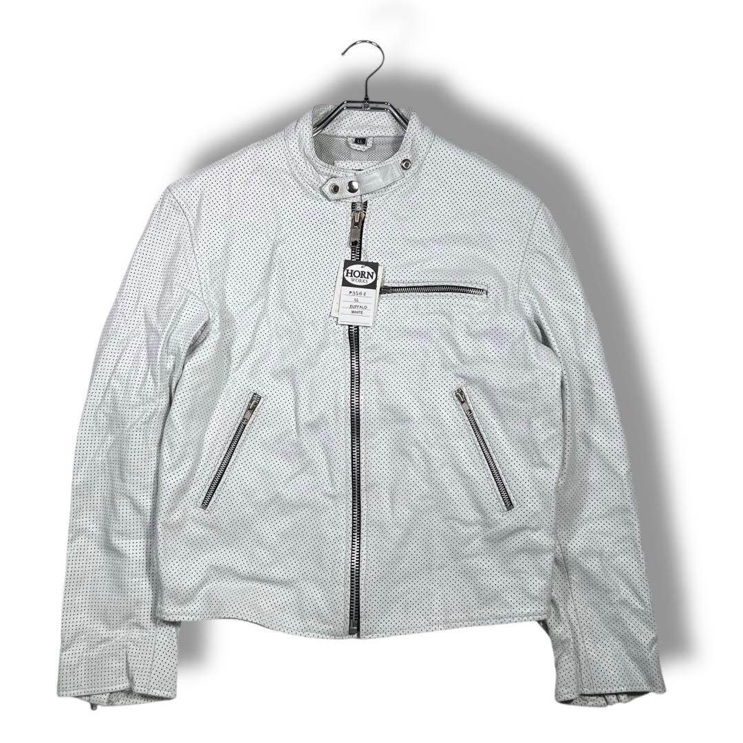 未使用タグ付き HORN WORKS パンチング レザージャケット XL