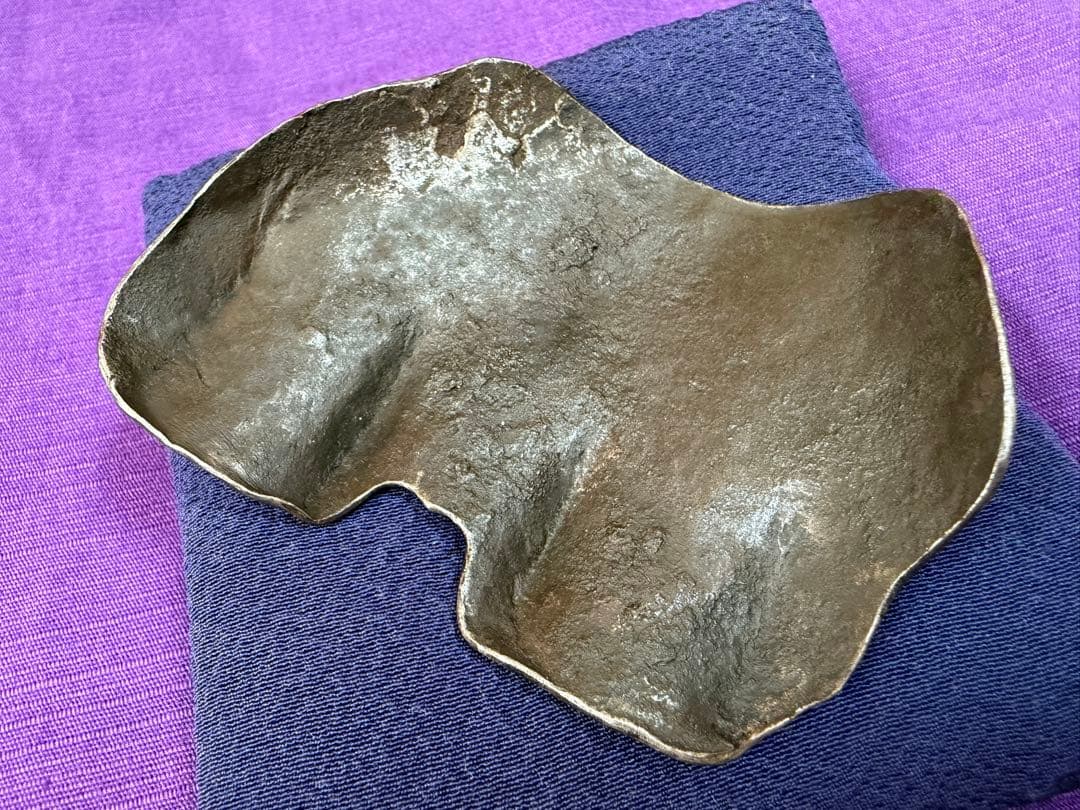 珍品　甲冑師？鉄打出し　茶合　花菱紋　武家好み（日本刀装具目貫煎茶道茶托茶杓明珍