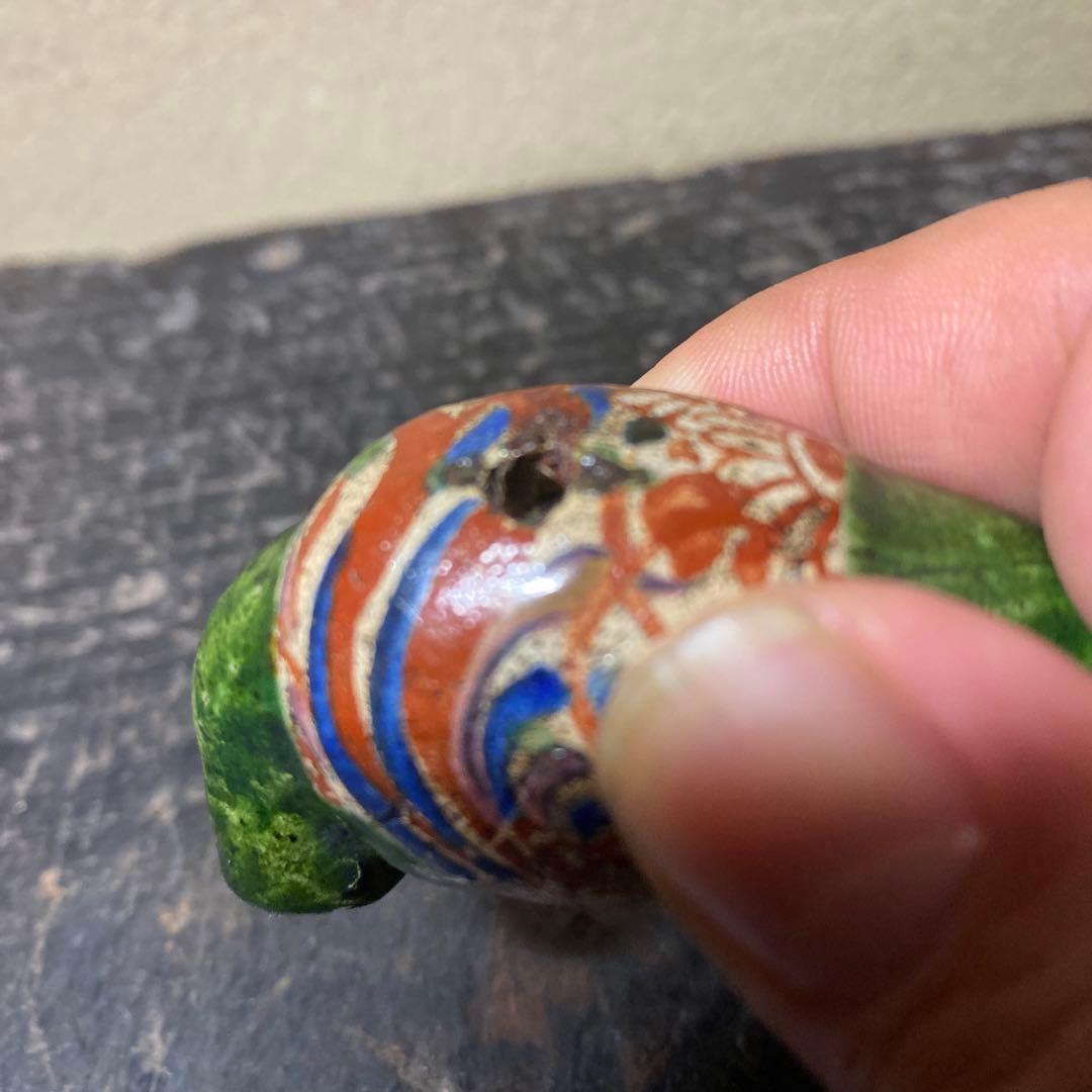 古清水焼　珍品キセル型根付