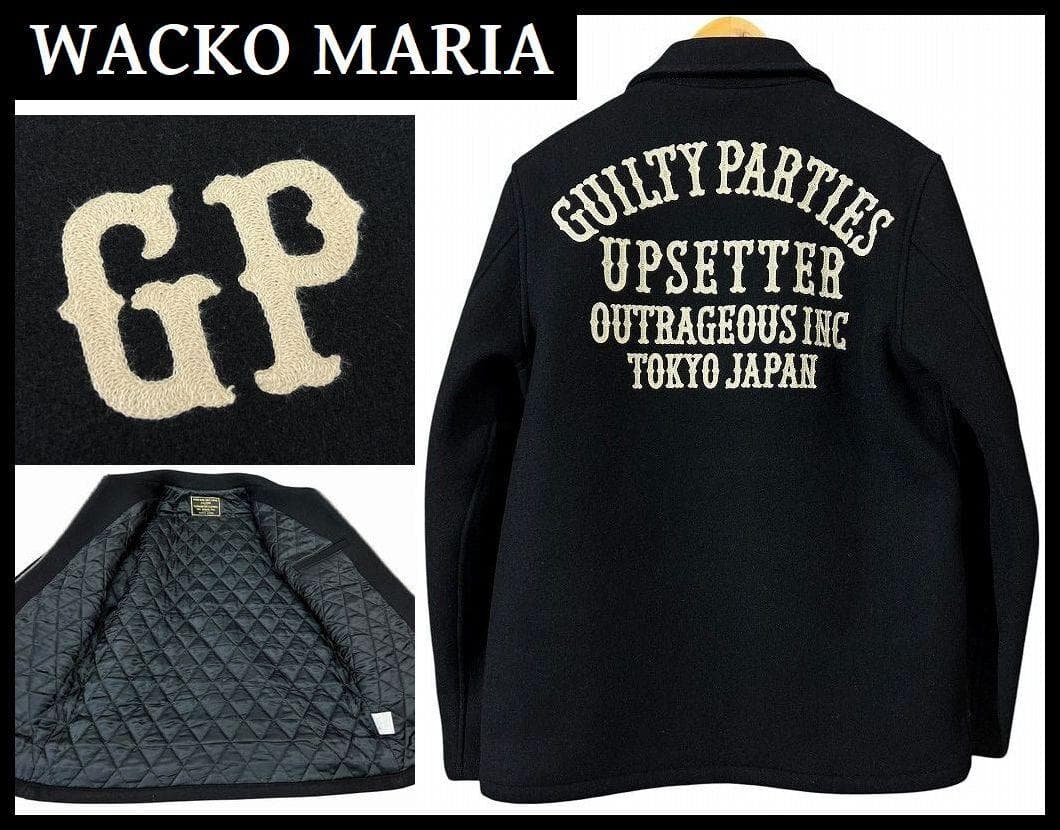 希少 ワコマリア GP ヘビー メルトン アーチ ロゴ 刺繍 ジャケット 黒 M