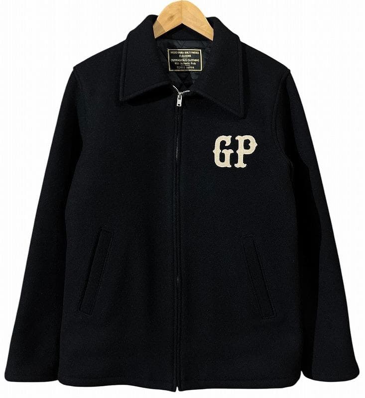 希少 ワコマリア GP ヘビー メルトン アーチ ロゴ 刺繍 ジャケット 黒 M