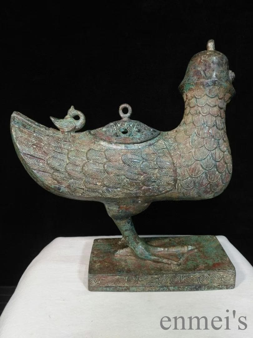 中国古美術 西周 青銅器 天鶏尊 禮器 酒器 神鳥造形 吉祥文様 古美術 旧蔵收