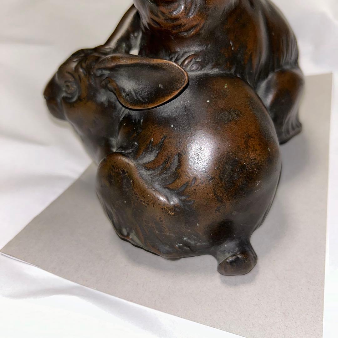 兎 うさぎ 金工 唐金？ 文鎮 干支 置物 オブジェ