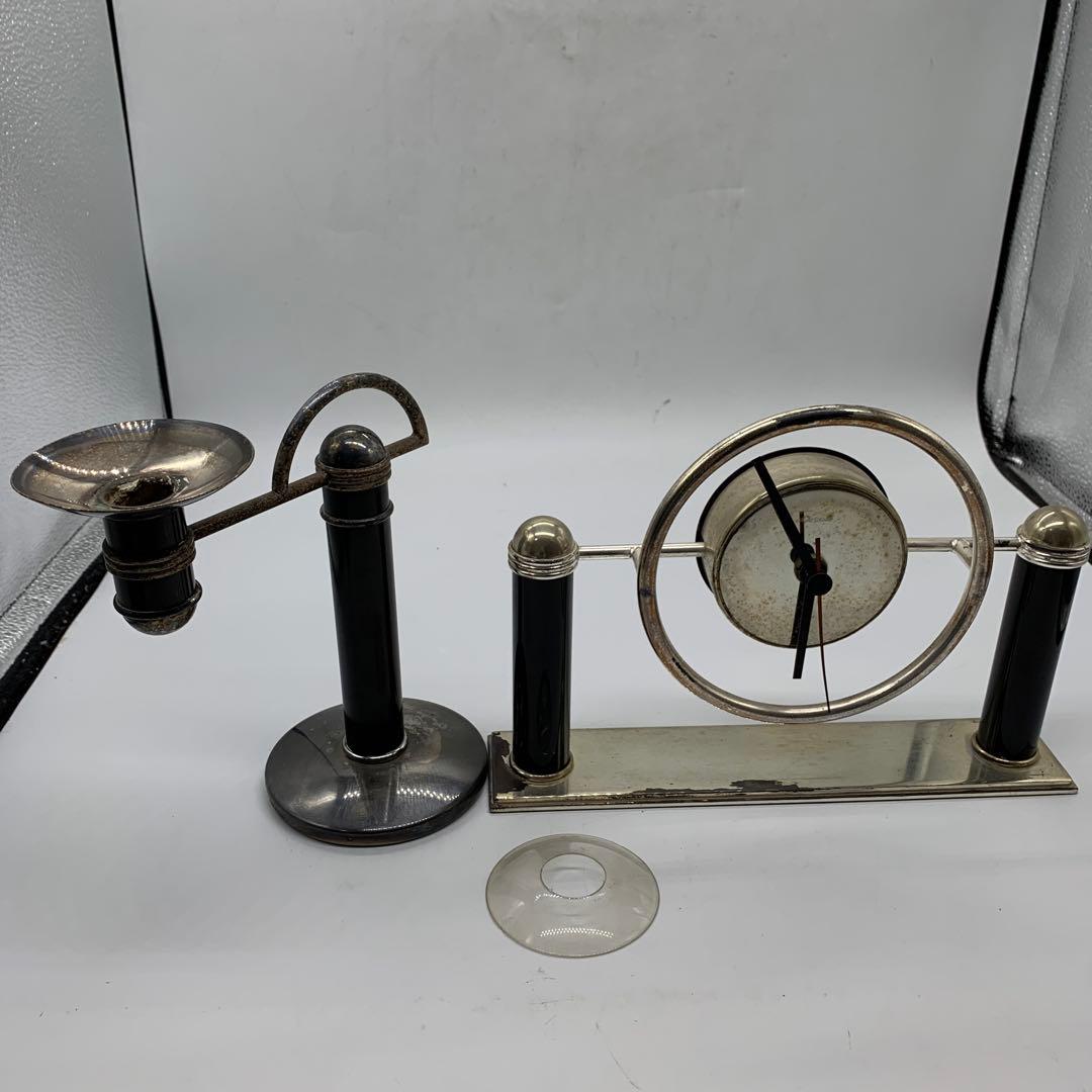 クリストフル 卓上時計 キャンドルスタンド セット 稼働品