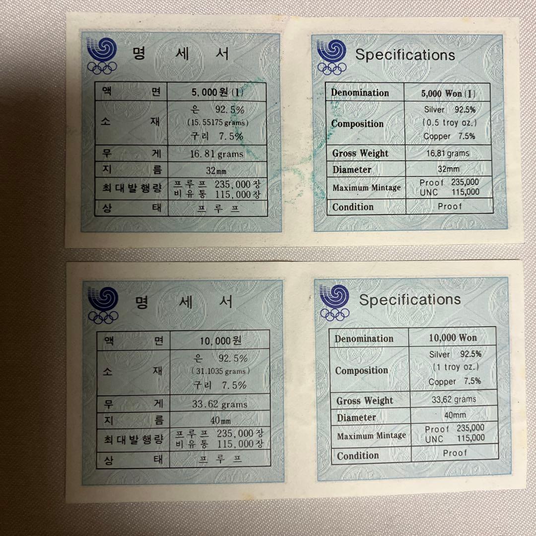 1998年　ソウルオリンピック　記念銀貨セット　50.43g