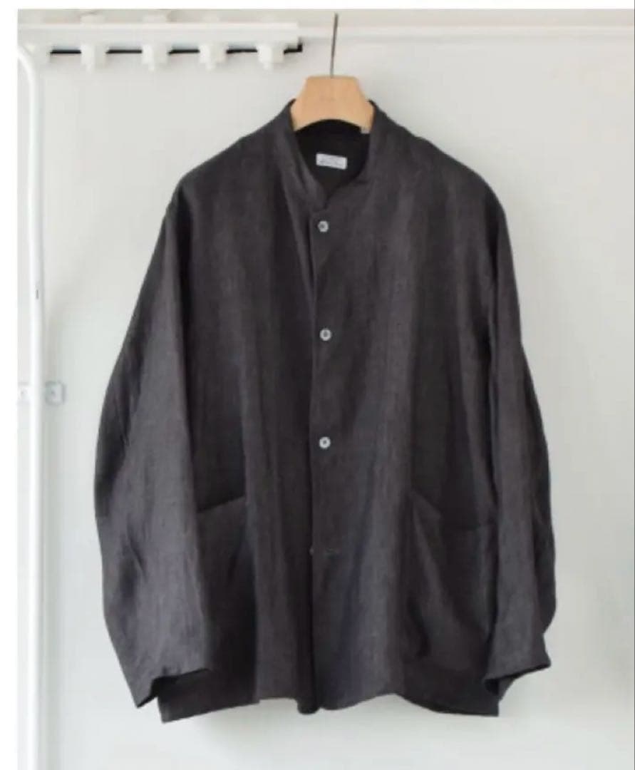 K*A様 COMOLI ピッコロ リネン ヘリンボーン スタンドカラー チャコー