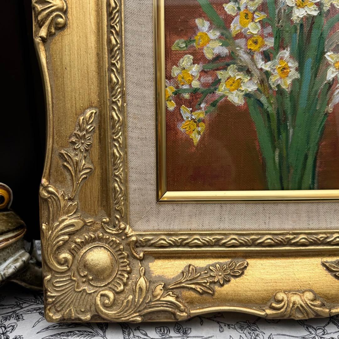 「水仙」 絵画 油絵 油彩 アンティーク