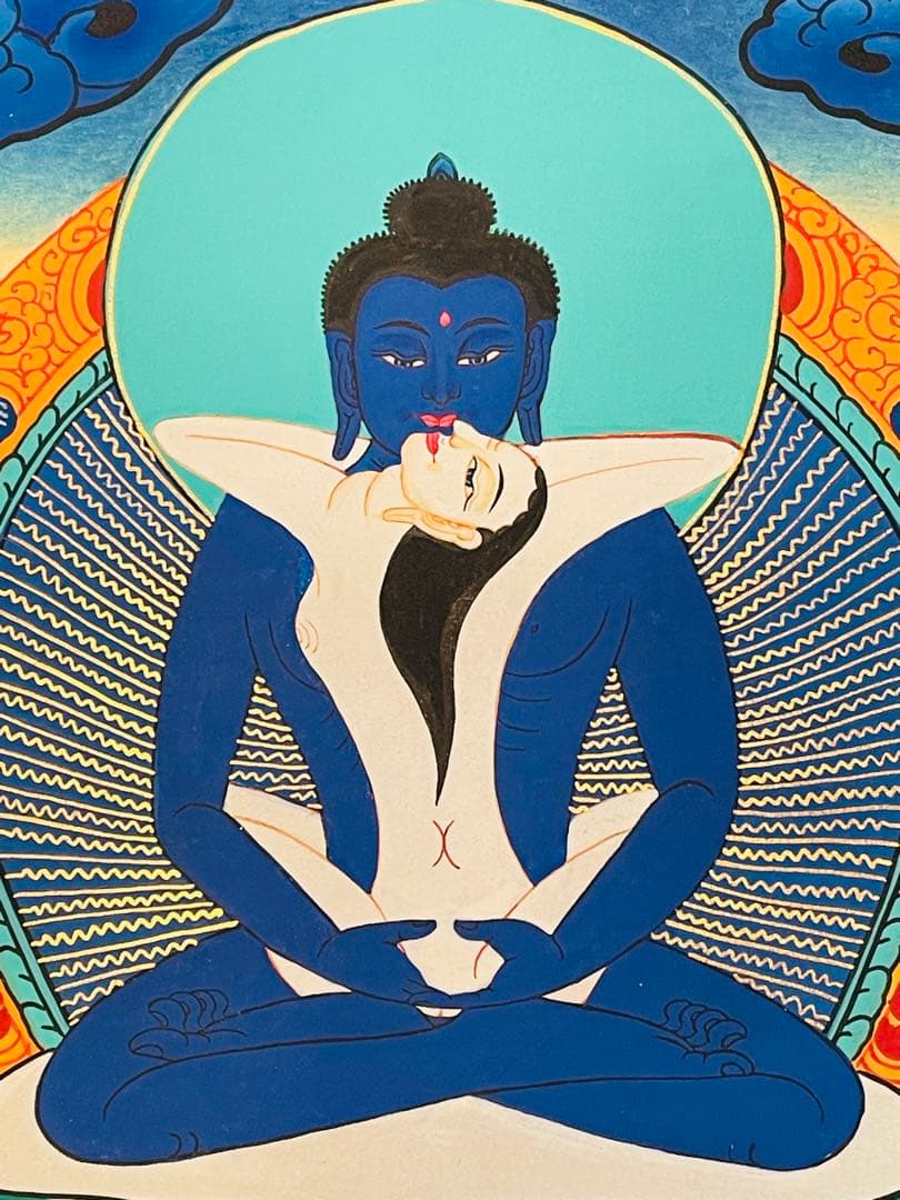 手描き 肉筆画 シャクティ タンカ 曼荼羅 仏陀 ブッタ 38.5 × 28.5