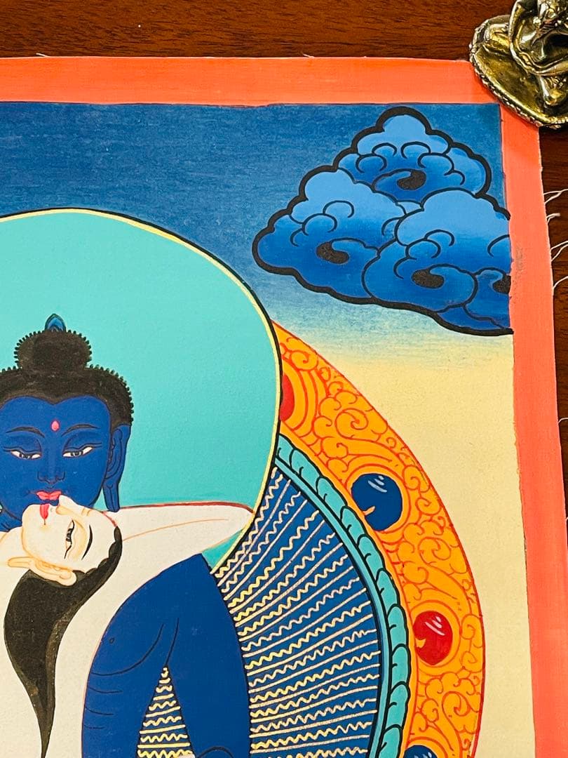 手描き 肉筆画 シャクティ タンカ 曼荼羅 仏陀 ブッタ 38.5 × 28.5