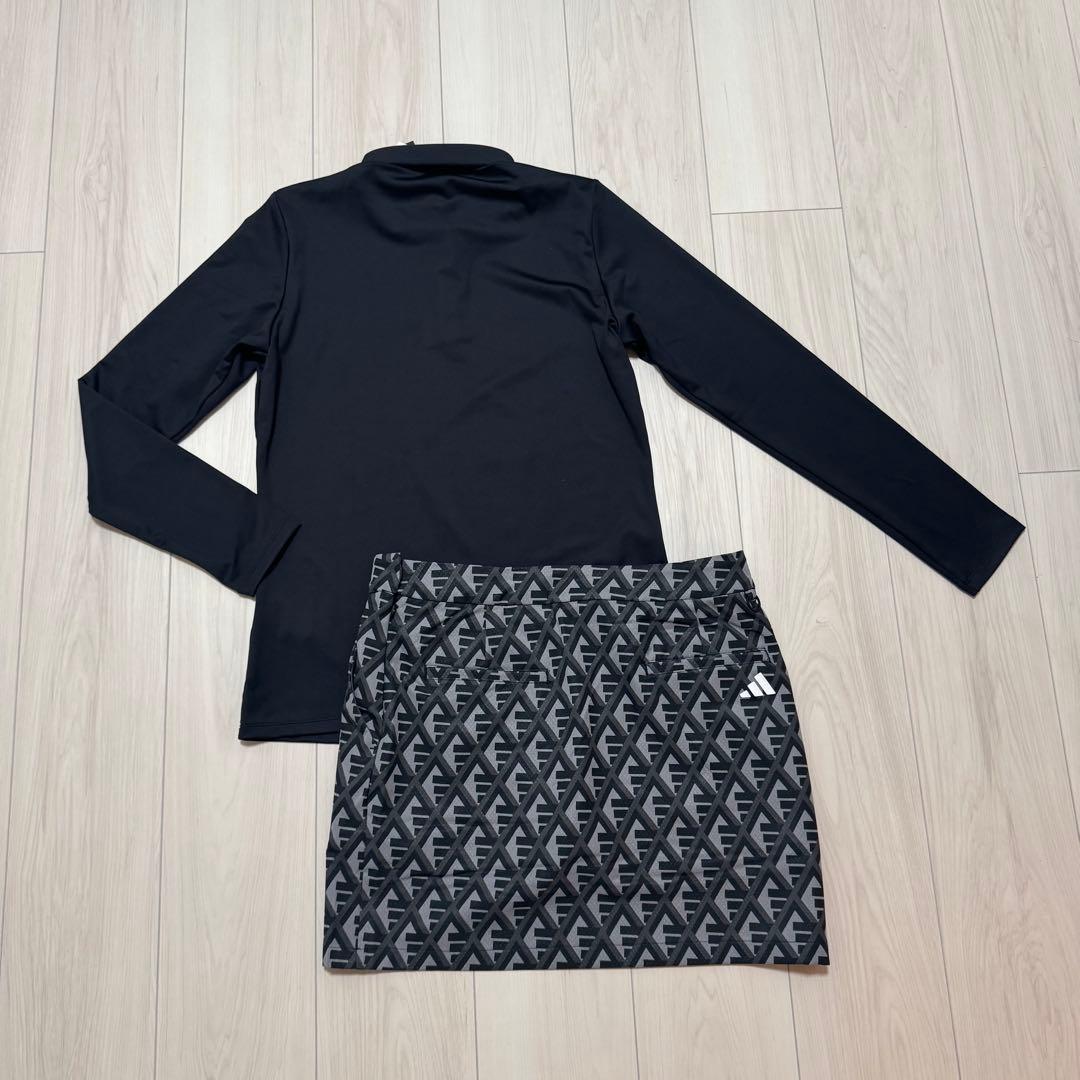 新品 アディダス セットアップ ゴルフ 長袖 ポロシャツ スカート 黒