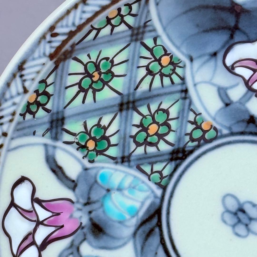 五代　佐藤走波　七十五才　染錦桜と朝顔文カップ＆ソーサー　コレクター放出品　訳有