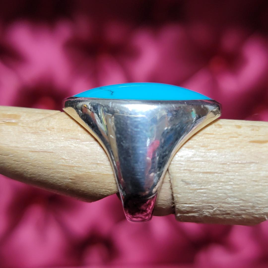 ビンテージ ターコイズカボションのシルバーリング シルバー925 約10.5号