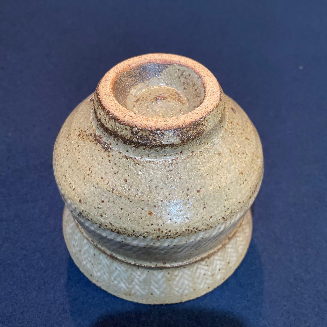 人間国宝【島岡 達三】(作)の『地釉象嵌縄文 茶碗』共箱　茶道具 茶碗