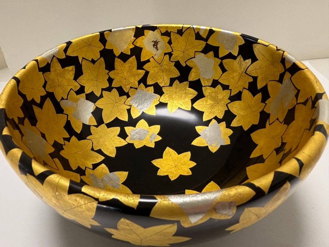 高級漆器　京都　アソベ　紅葉蒔絵　菓子鉢　深鉢　少々難あり　未使用
