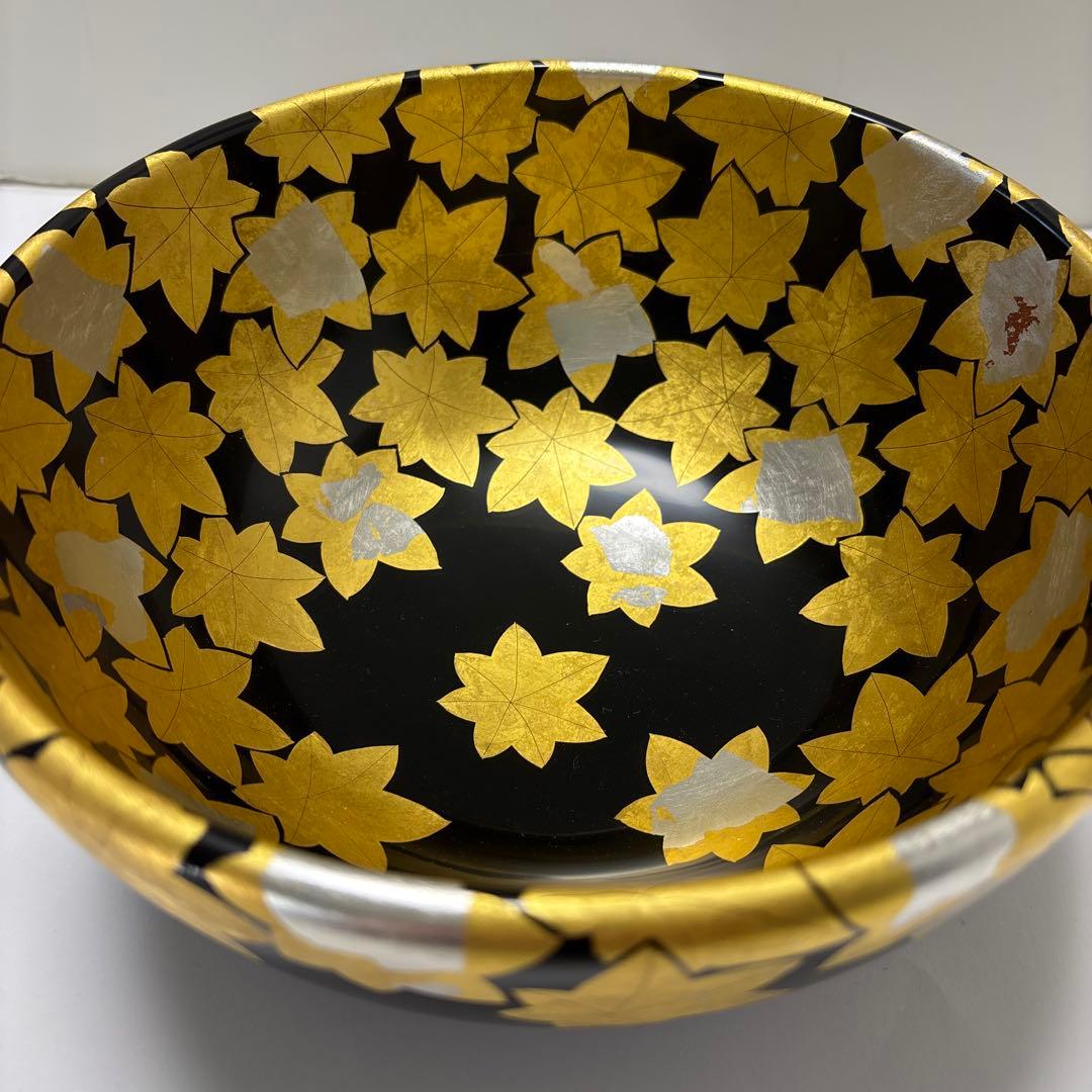 高級漆器　京都　アソベ　紅葉蒔絵　菓子鉢　深鉢　少々難あり　未使用