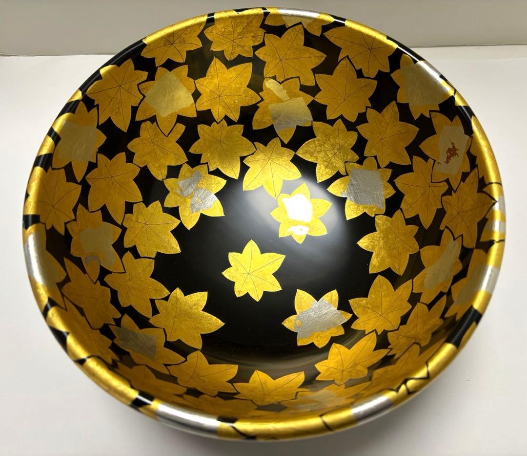 高級漆器　京都　アソベ　紅葉蒔絵　菓子鉢　深鉢　少々難あり　未使用