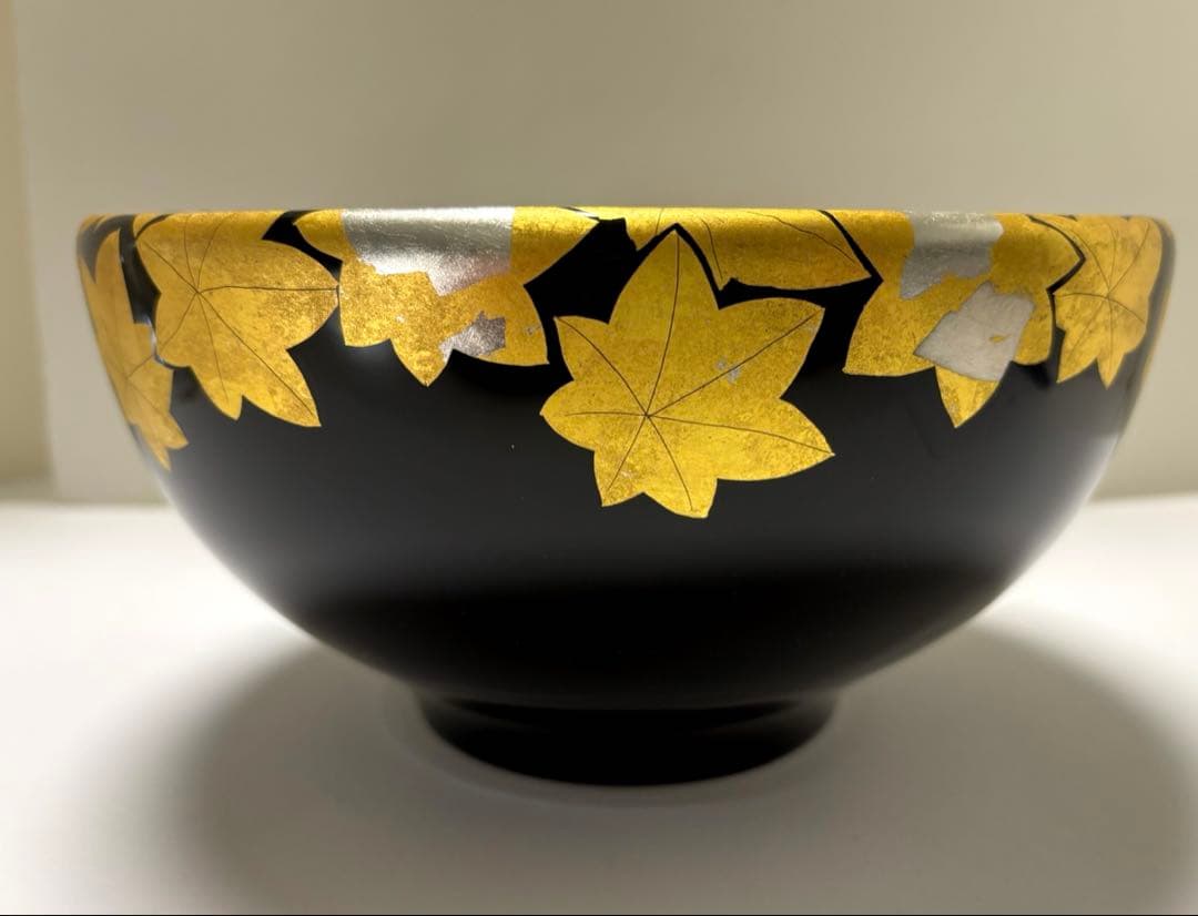 高級漆器　京都　アソベ　紅葉蒔絵　菓子鉢　深鉢　少々難あり　未使用