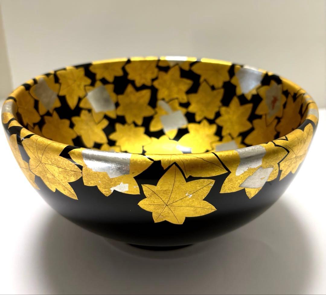 高級漆器　京都　アソベ　紅葉蒔絵　菓子鉢　深鉢　少々難あり　未使用