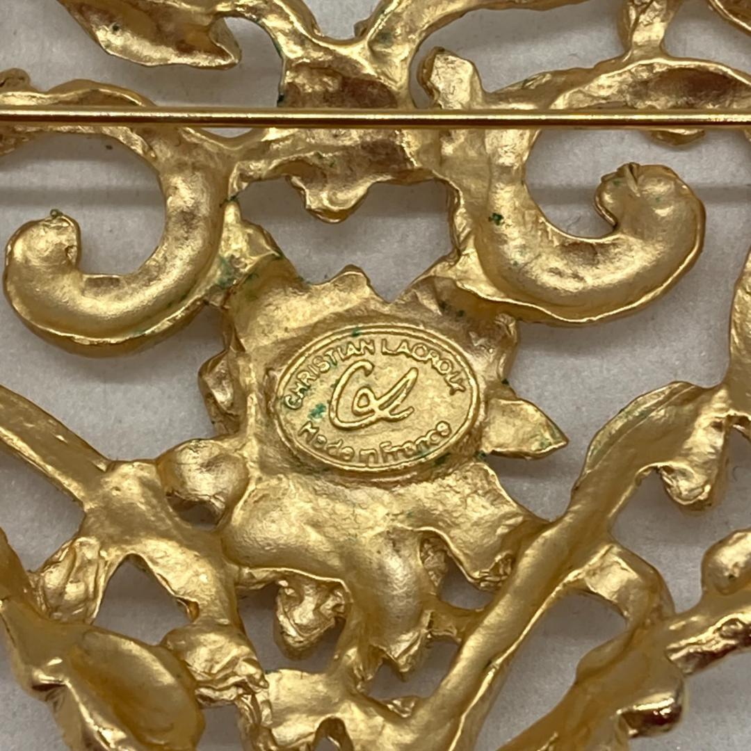 ▼Christian Lacroix ブローチ　ヴィンテージ　ハート　ゴールド