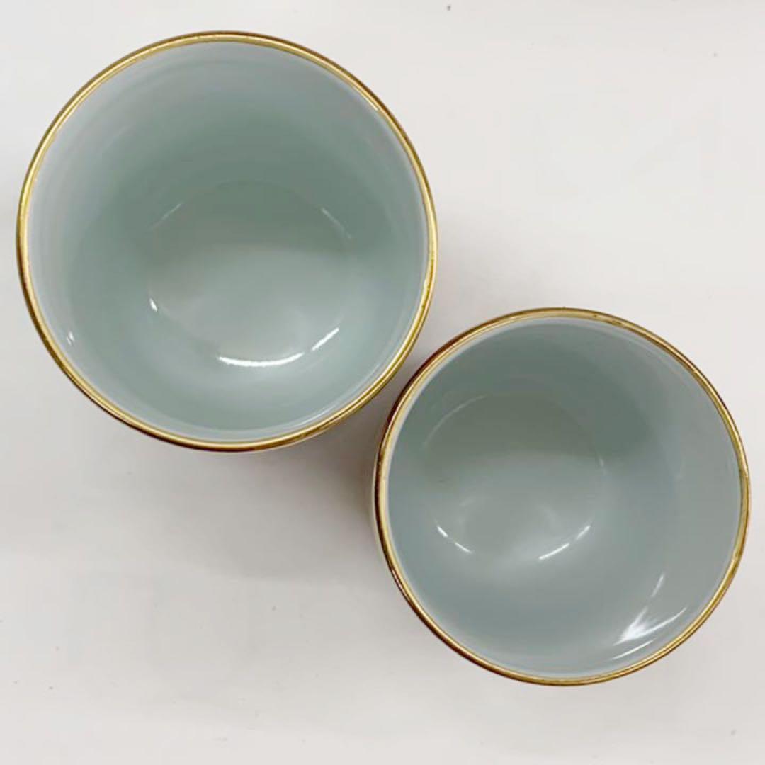 【九谷焼　赤絵間取蓋付　湯呑みペア】九谷錦山　共箱