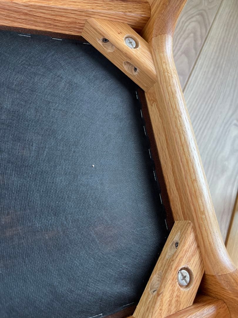 美品MARUNI60 マルニロクマル オットマン レザーブラック　オークフレーム