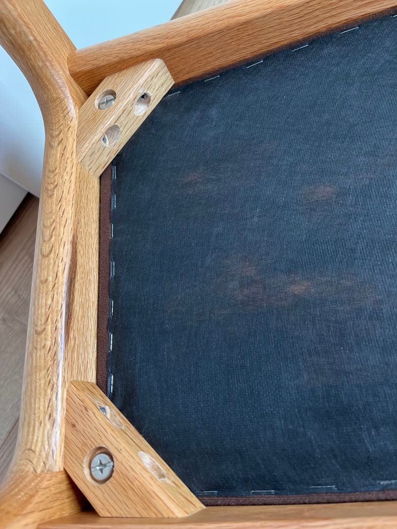 美品MARUNI60 マルニロクマル オットマン レザーブラック　オークフレーム