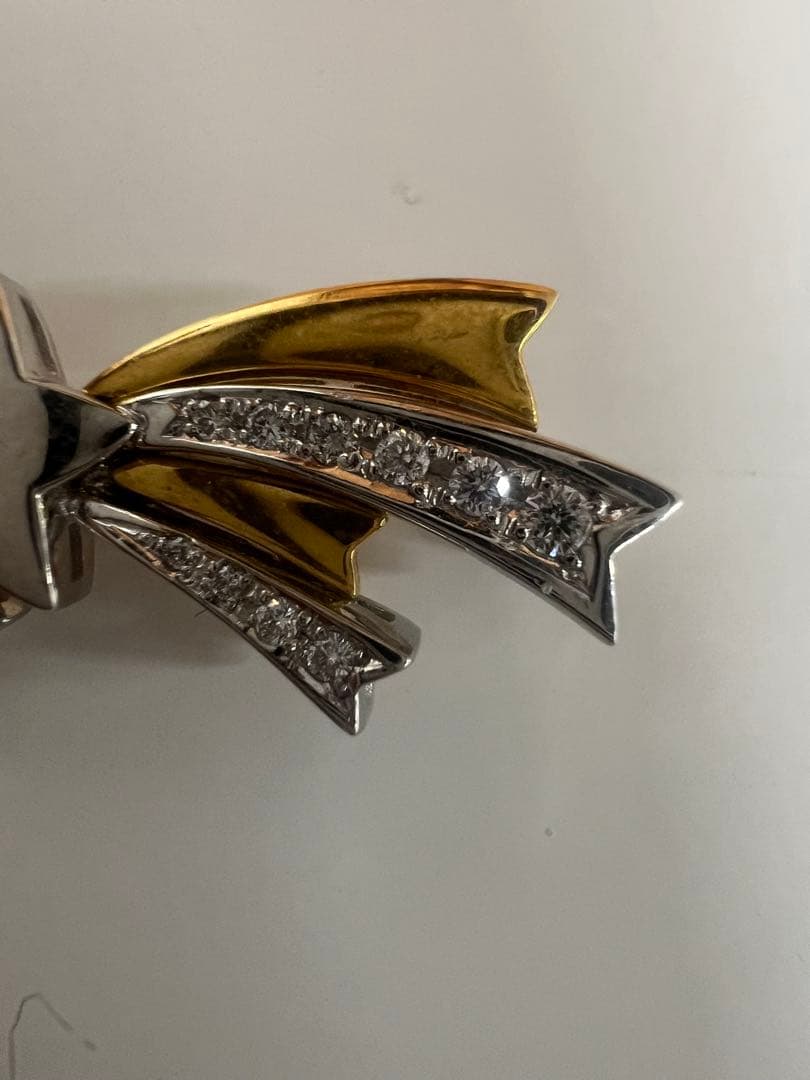 ショー　ヤマガタ　ブローチ　k18 pt900 ダイヤ　総重量約5.4g 保証書