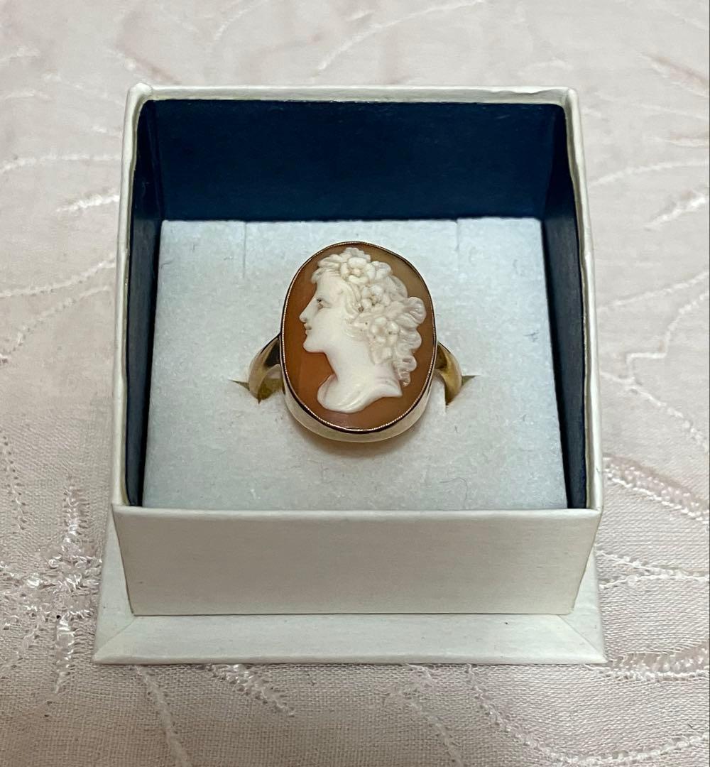 アンティーク　シェルカメオリング　9k