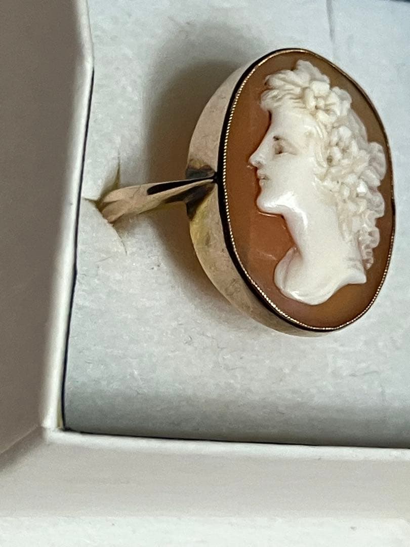 アンティーク　シェルカメオリング　9k