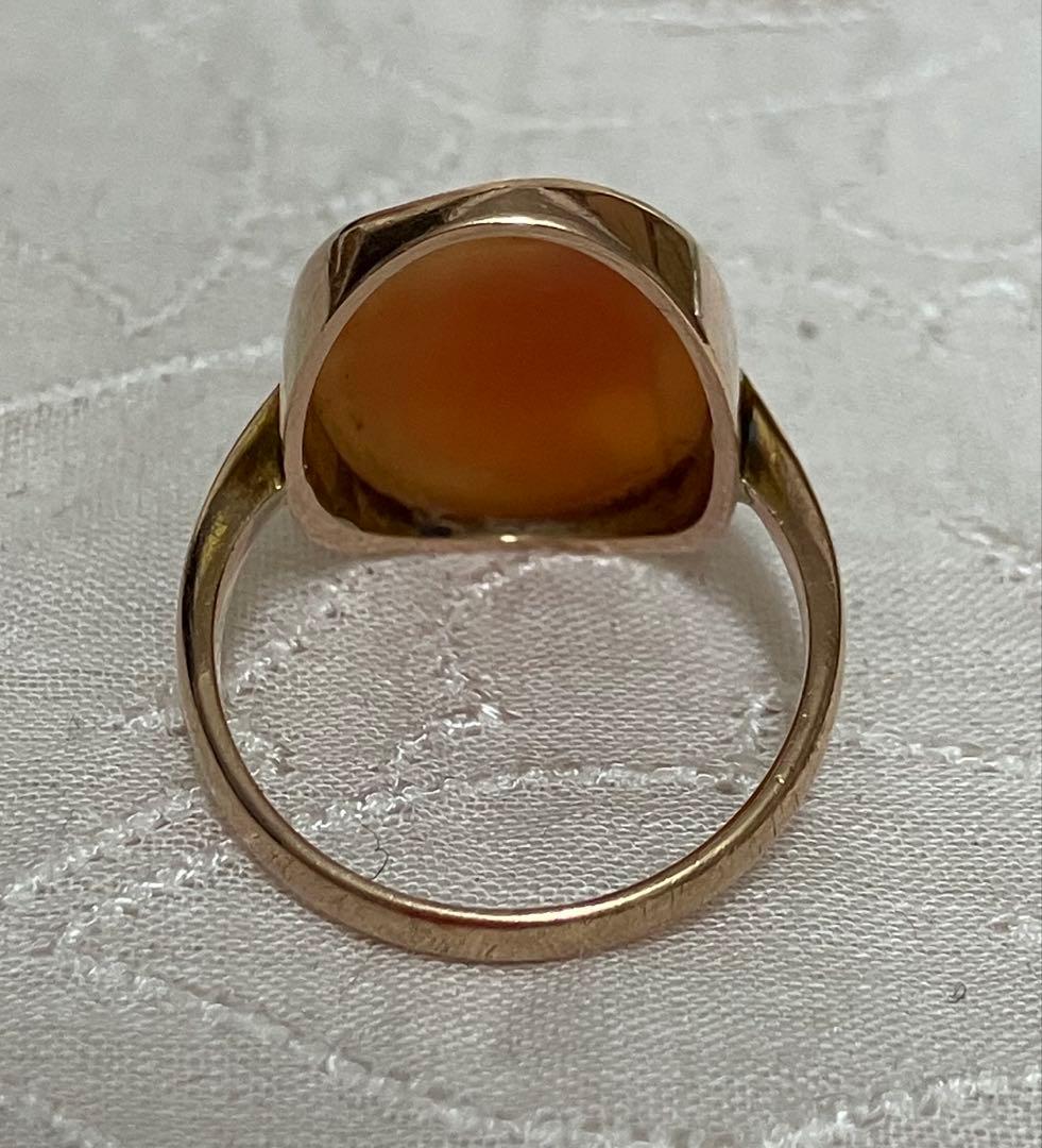 アンティーク　シェルカメオリング　9k