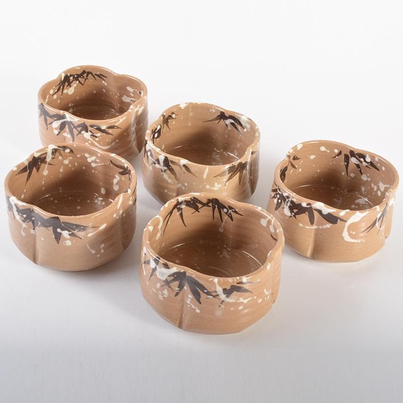 京焼　加陽庵　中村東洸作　乾山意雪笹　小鉢　五客　共箱　D　R6723