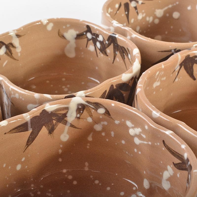 京焼　加陽庵　中村東洸作　乾山意雪笹　小鉢　五客　共箱　D　R6723