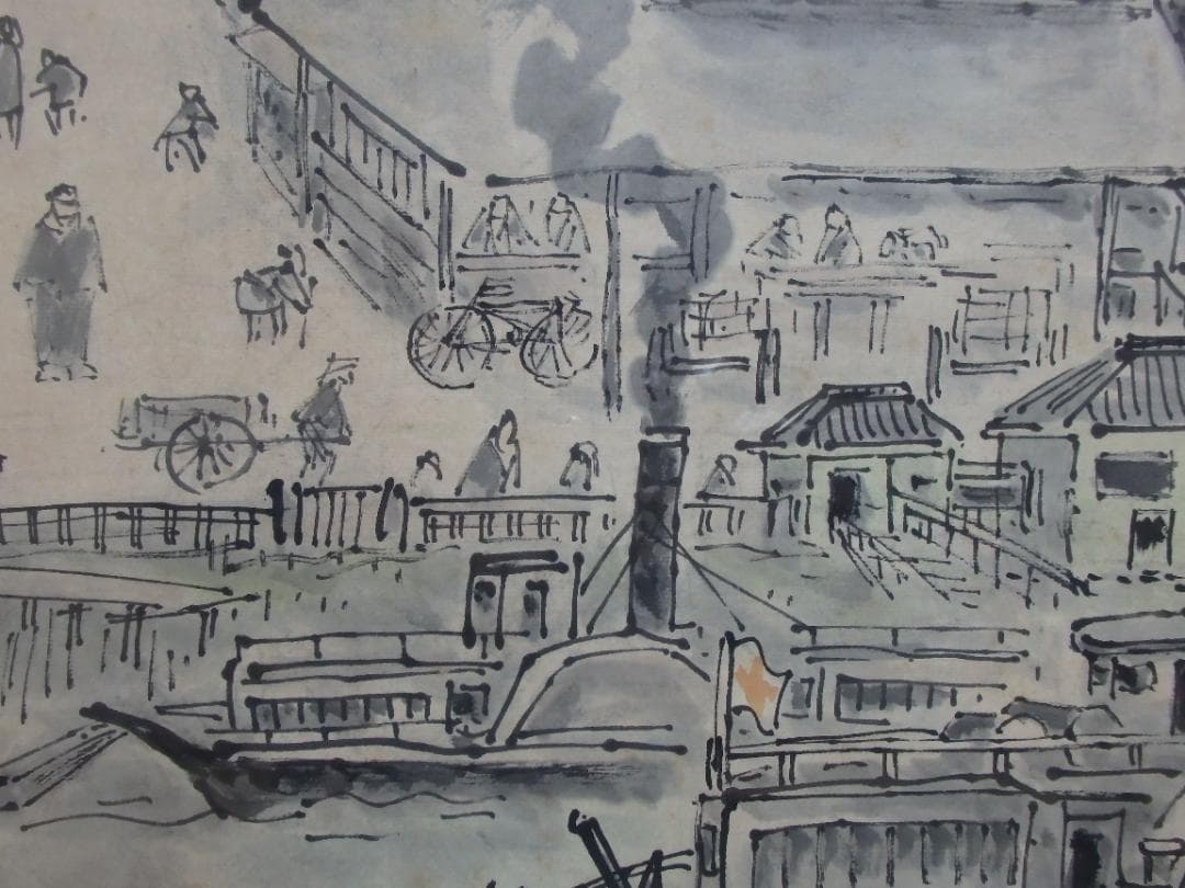 逸品 高橋五仙子『萬代橋』思い出の新潟百景　貴重　紙本　 直筆本物保証 扁額