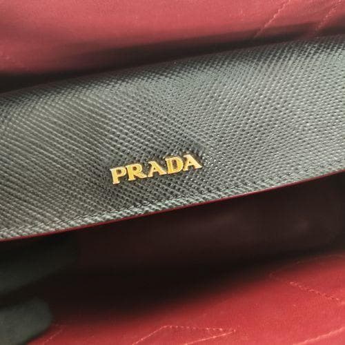 PRADA ドゥーブレ　ミディアム　トートバッグ　サファイアーノレザー